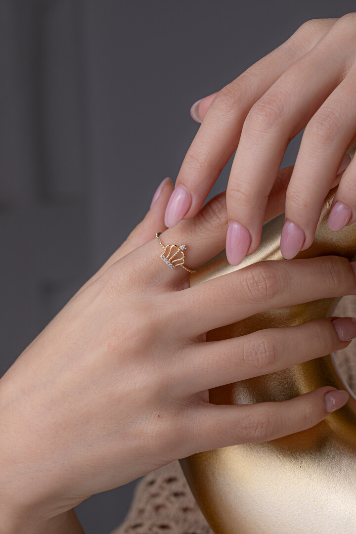 14 Ayar Altın Kral Tacı Yüzük