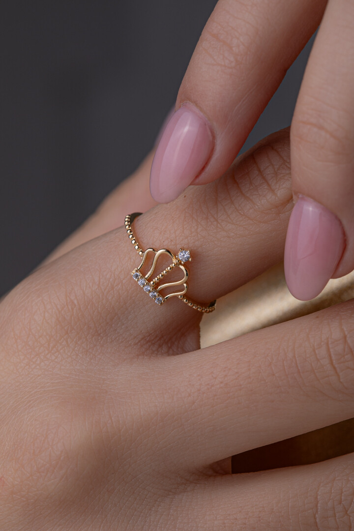 14 Ayar Altın Kral Tacı Yüzük