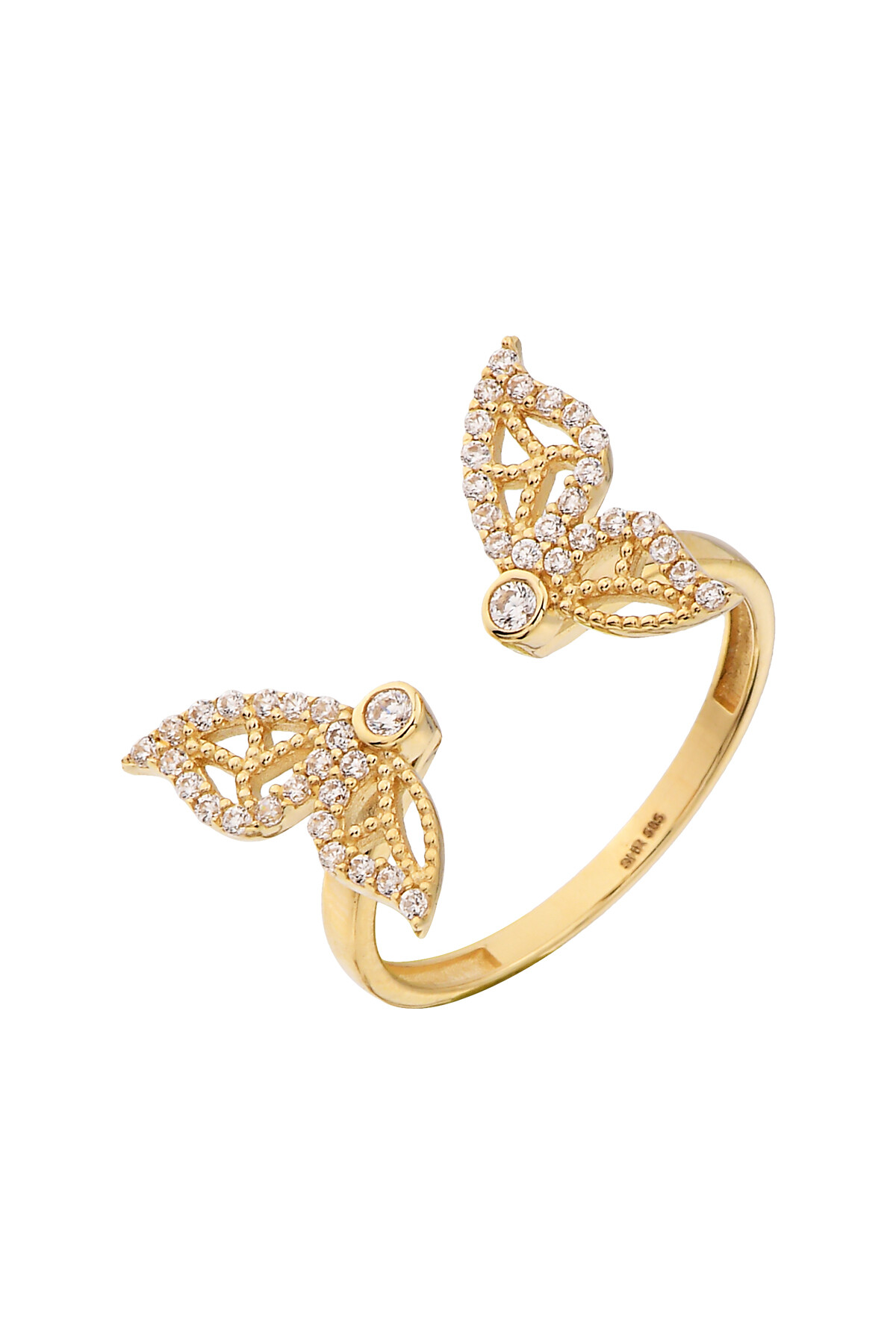 14 Ayar Altın Ayarlanabilir Kelebek Yüzük