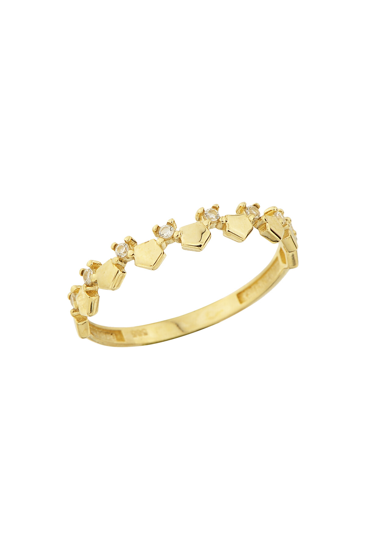 14 Ayar Altın Beyaz Taşlı Yüzük