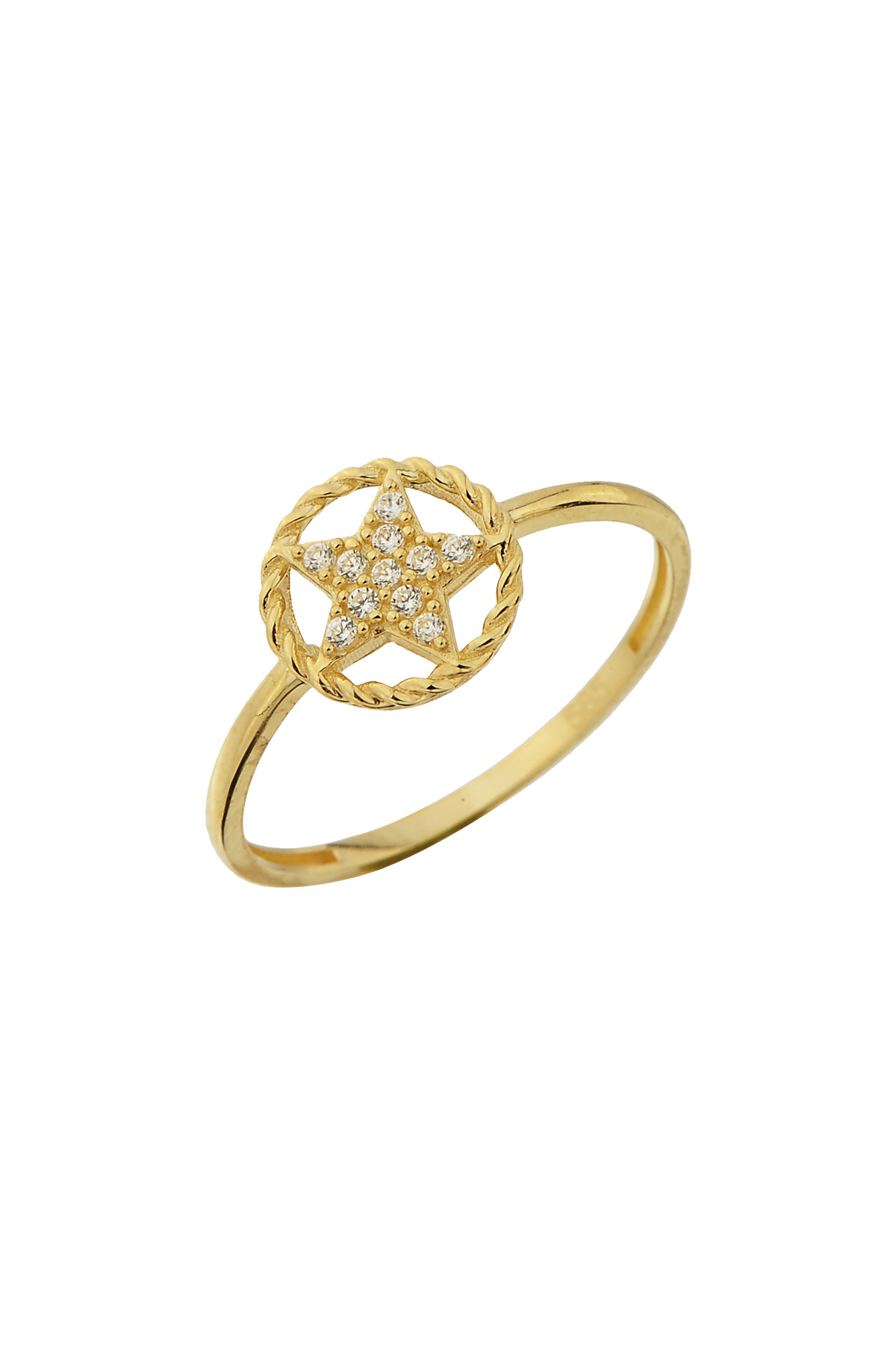 14 Ayar Altın Taşlı Yıldız Yüzük