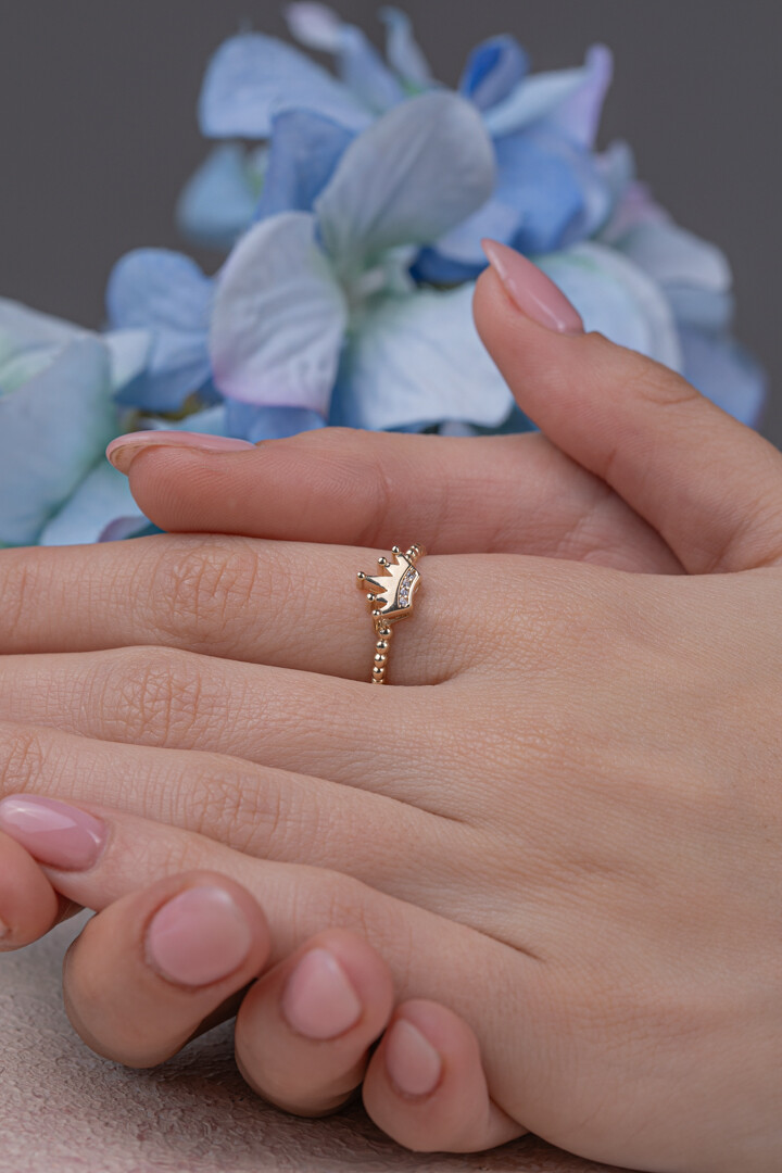 14 Ayar Altın Kral Tacı Yüzük