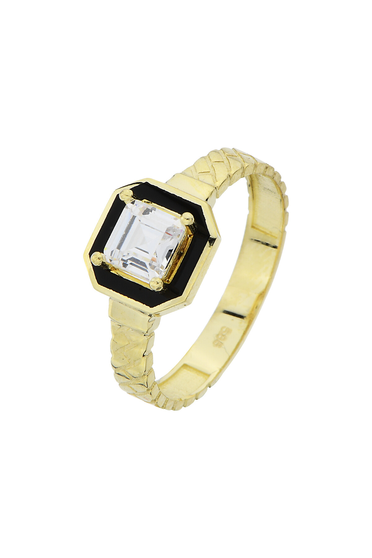 14 Ayar Altın Mineli Baget Yüzük