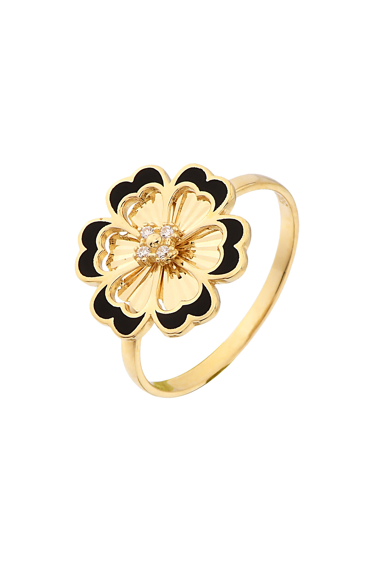 14 Ayar Altın Mineli Çiçek Yüzük