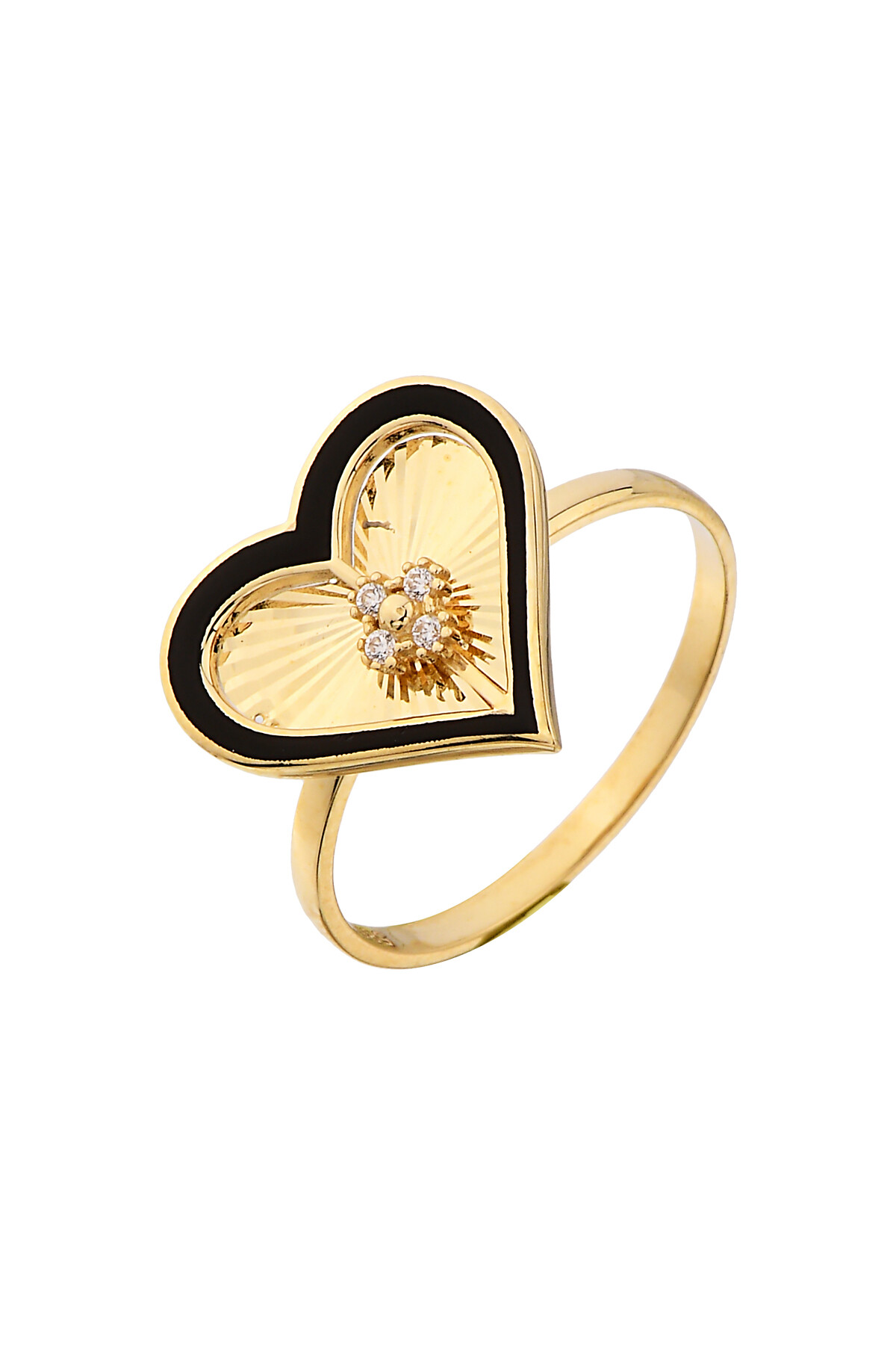 14 Ayar Altın Mineli Kalp Yüzük