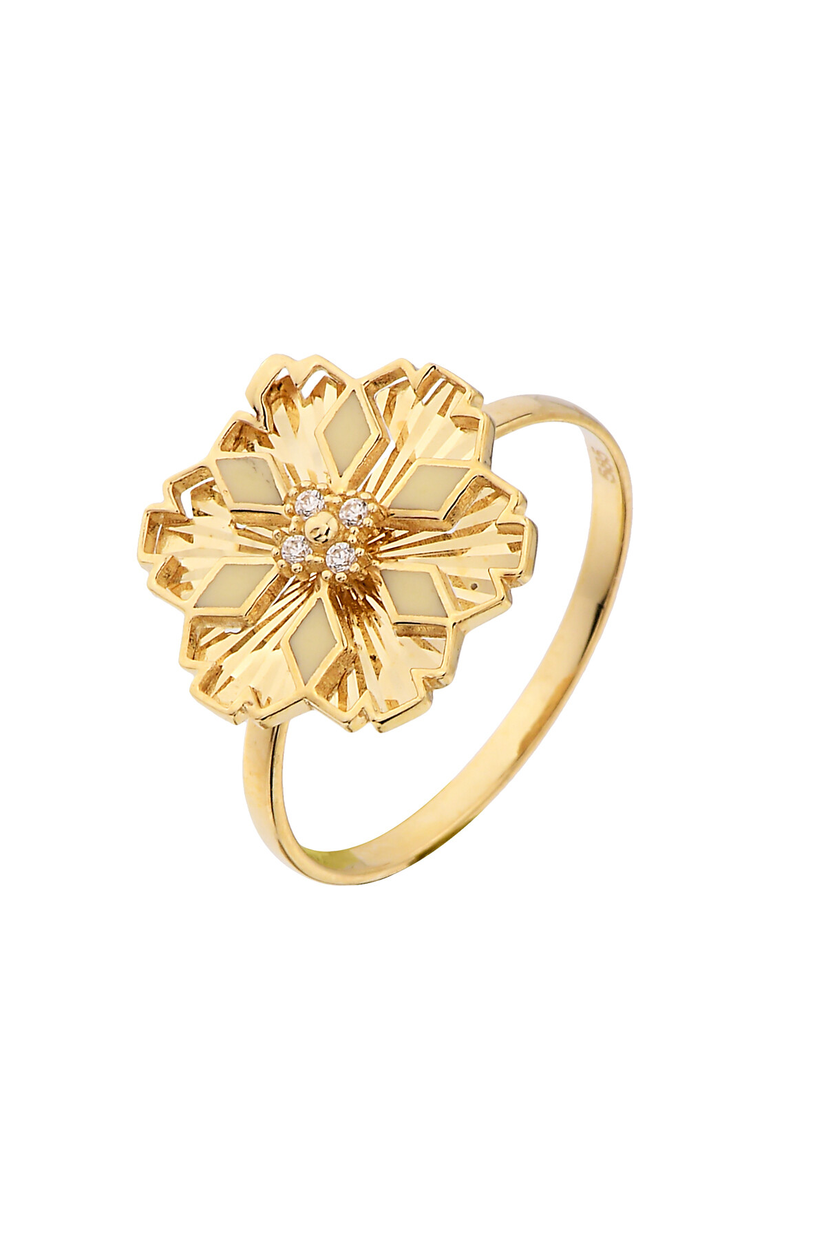 14 Ayar Altın Mineli Kartanesi Yüzük