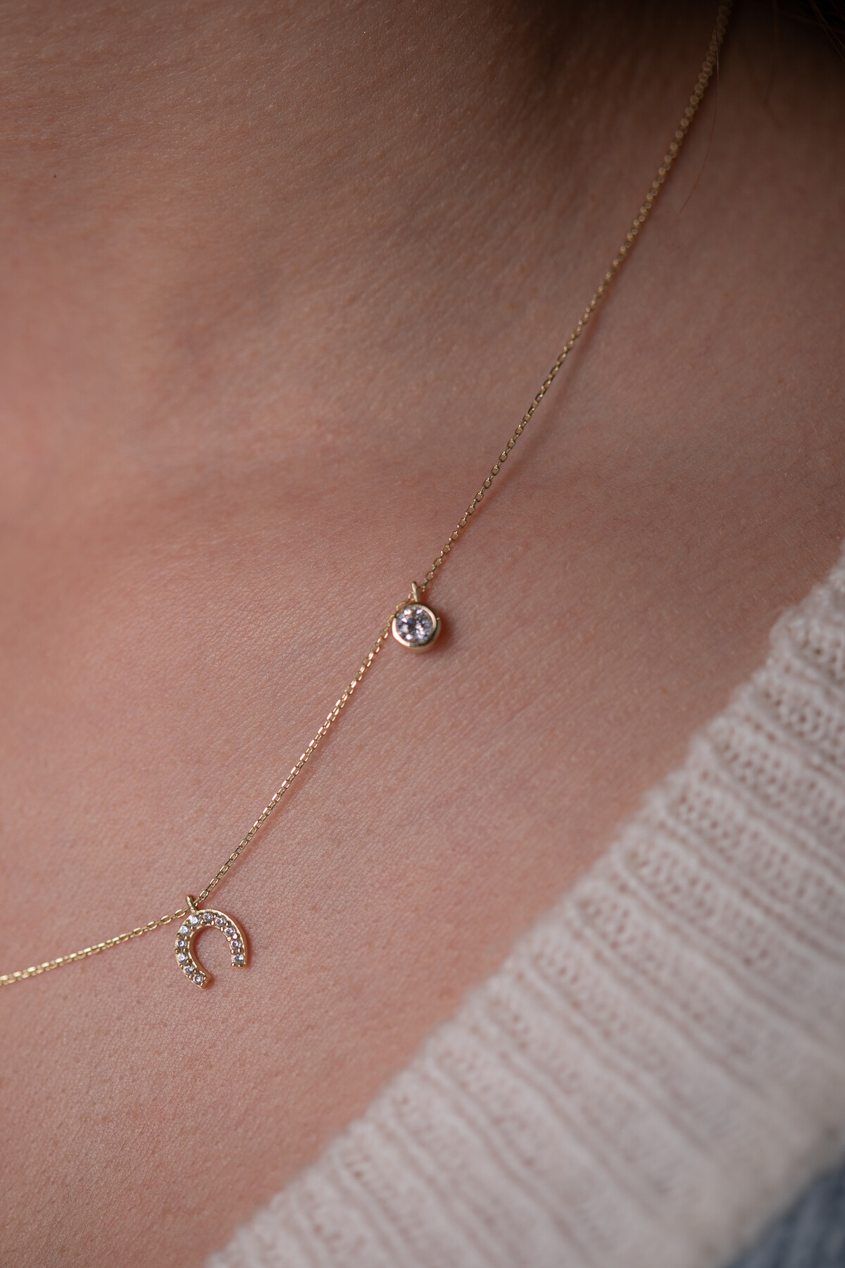 14 Ayar Altın Mineli Şans Kolye