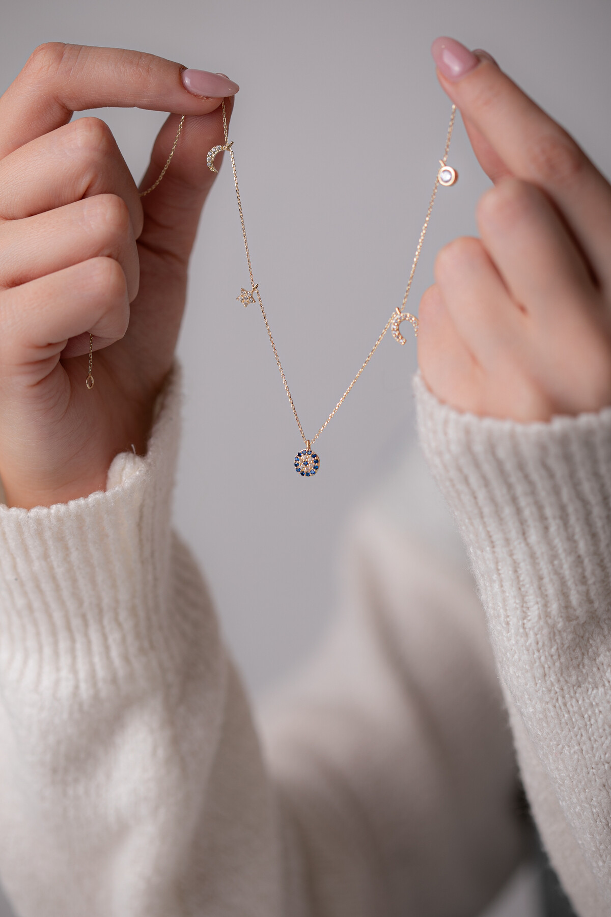 14 Ayar Altın Mineli Şans Kolye