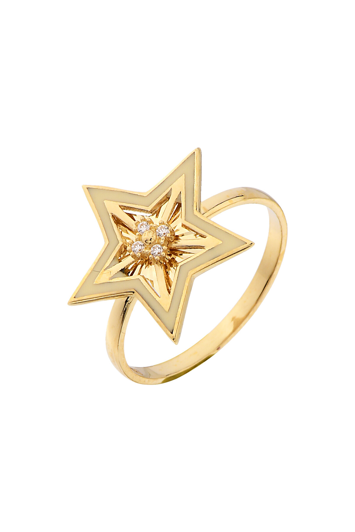 14 Ayar Altın Mineli Yıldız Yüzük