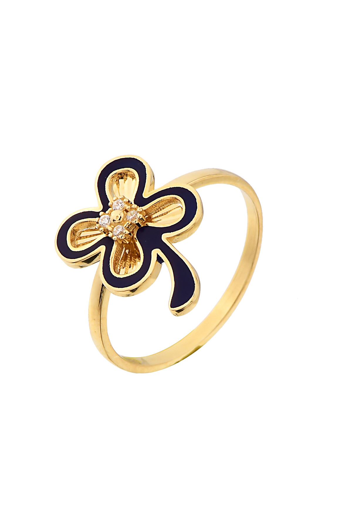 14 Ayar Altın Mineli Yonca Yüzük