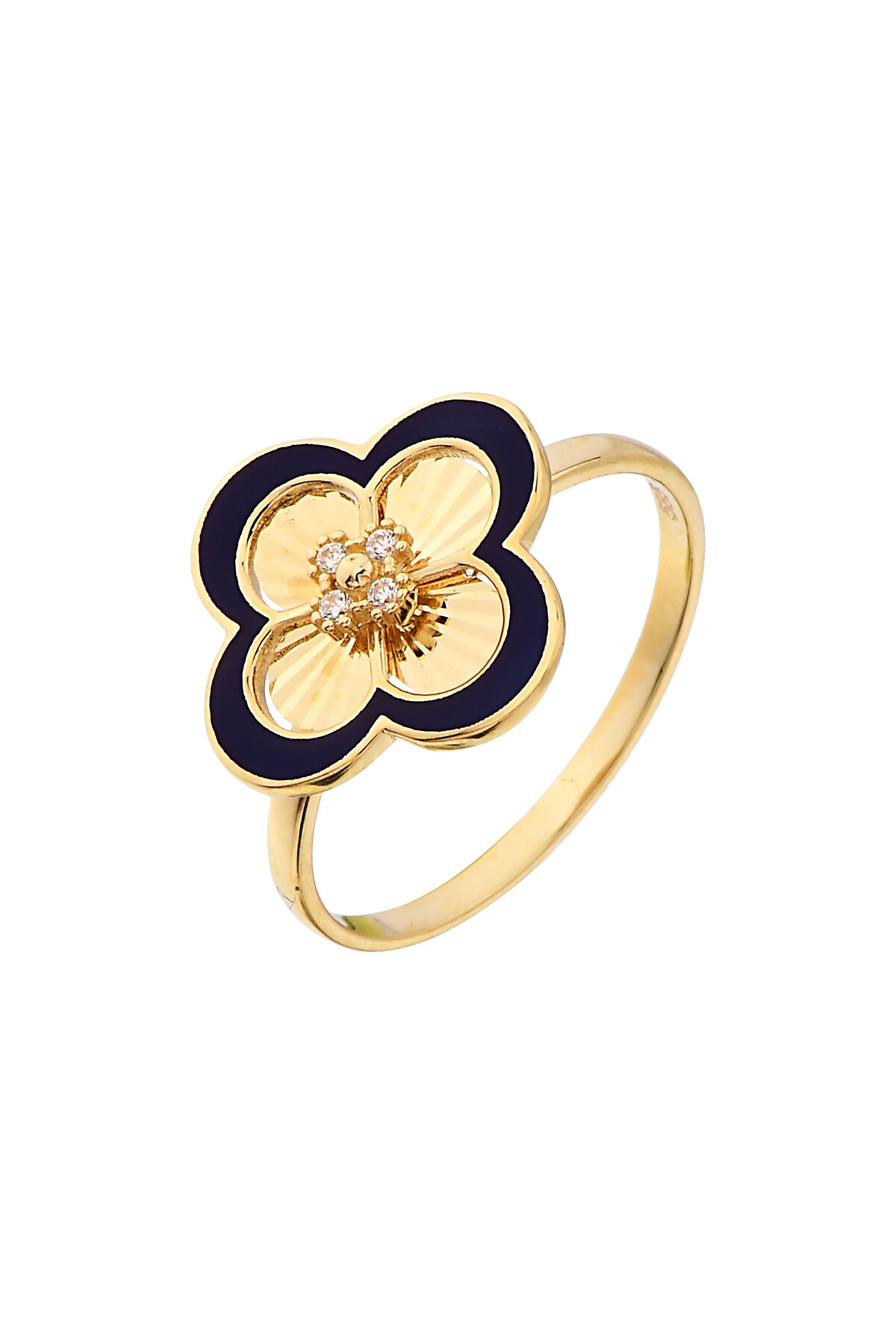 14 Ayar Altın Mineli Yonca Yüzük