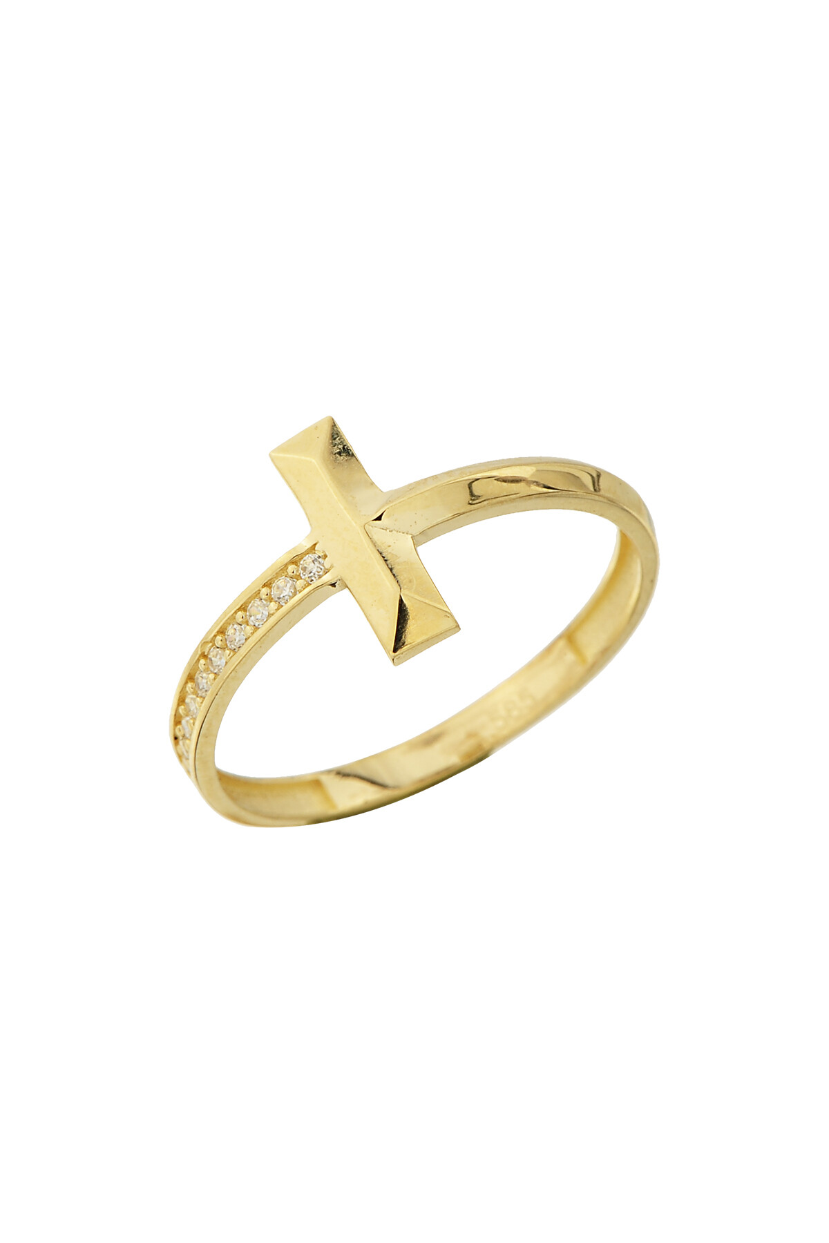 14 Ayar Altın Yarım Sıra Taşlı Yüzük