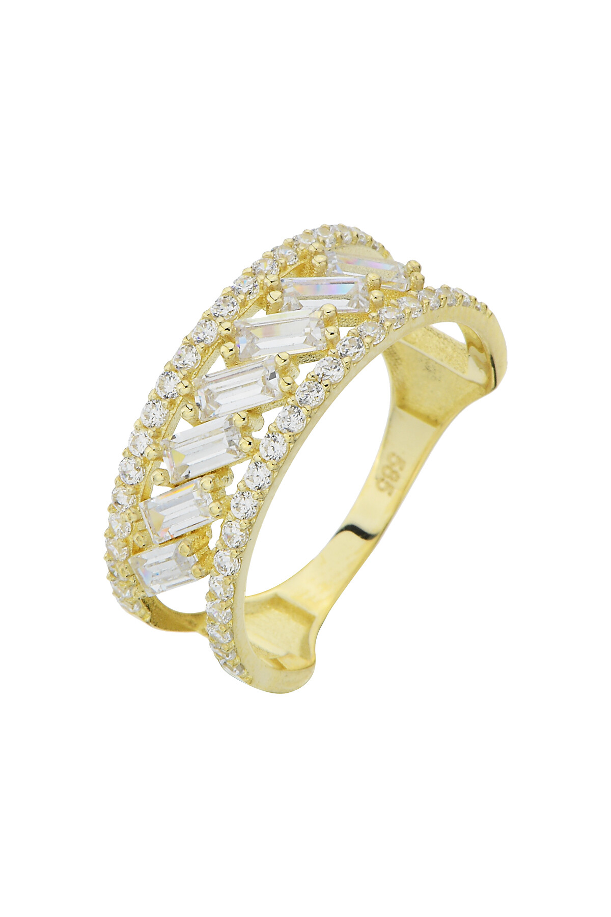 14 Ayar Altın Baget Taşlı Yüzük