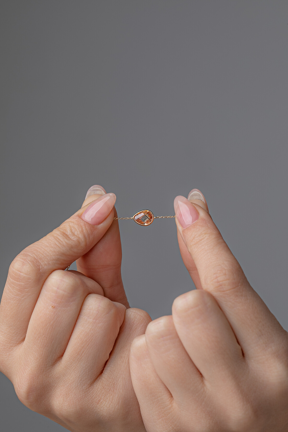 14 Ayar Altın Şampanya Damla Taş Bileklik