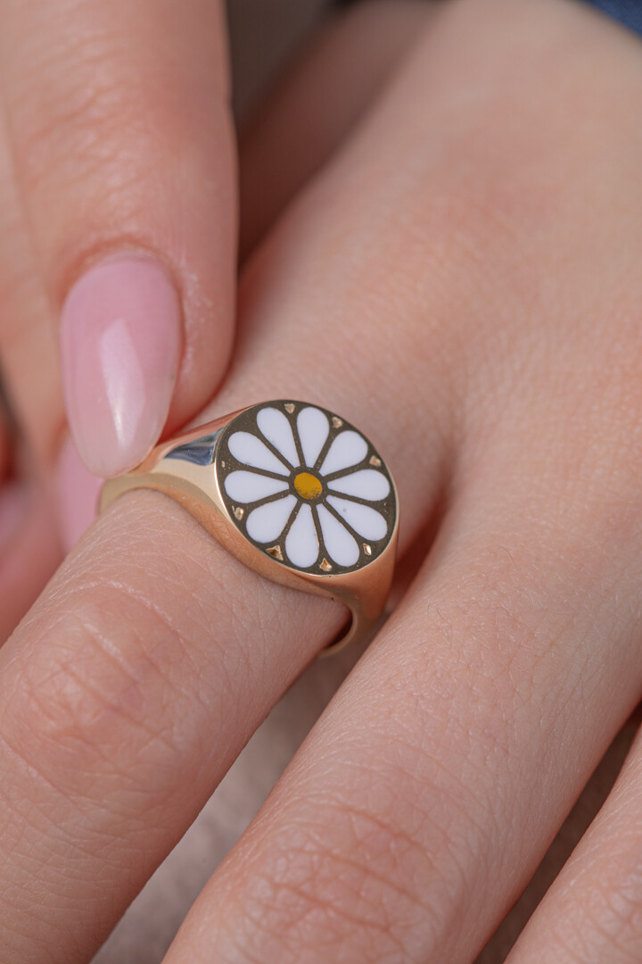 14 Ayar Altın Papatya Yüzük