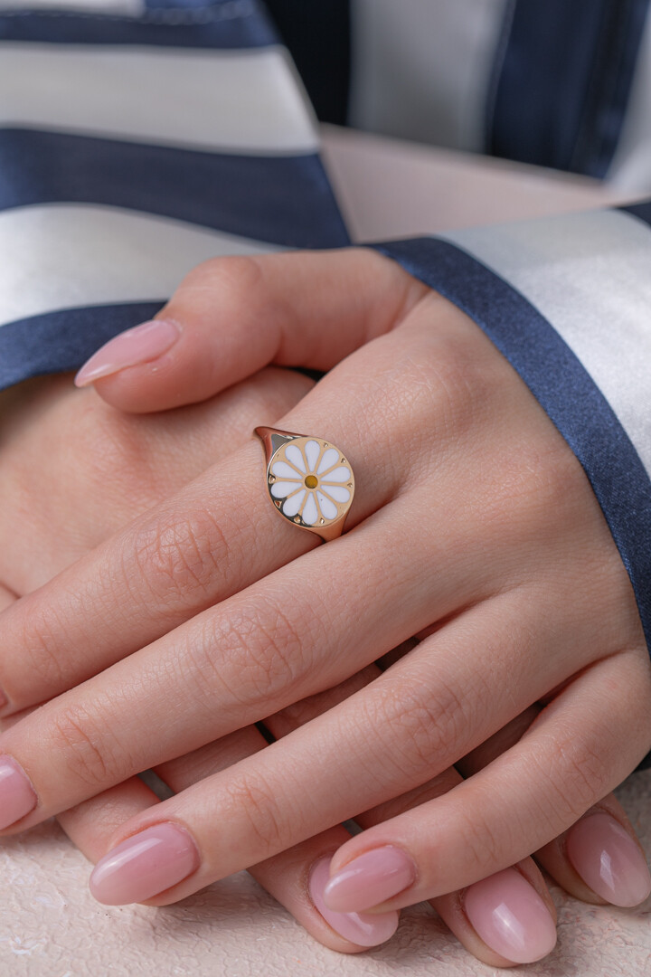 14 Ayar Altın Papatya Yüzük