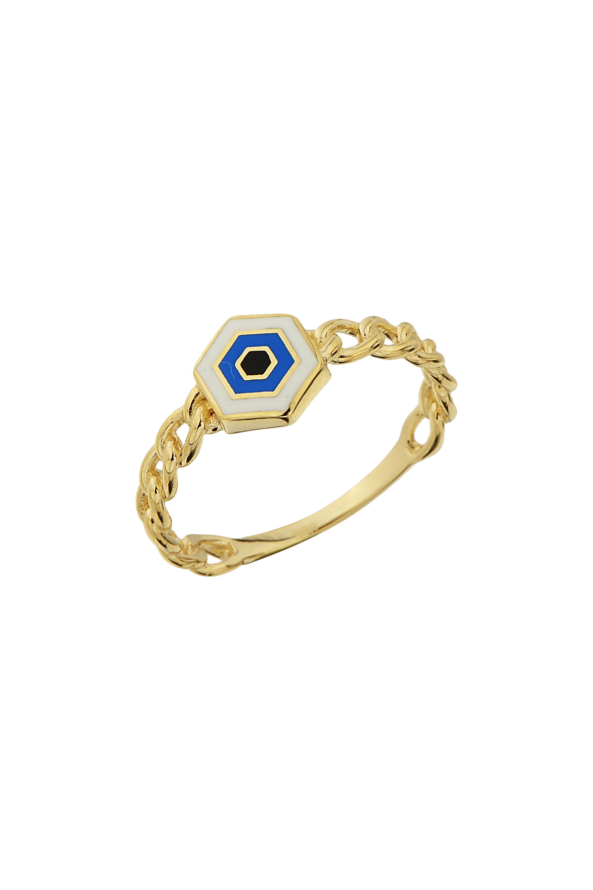 14 Ayar Altın Mineli Nazar Yüzük