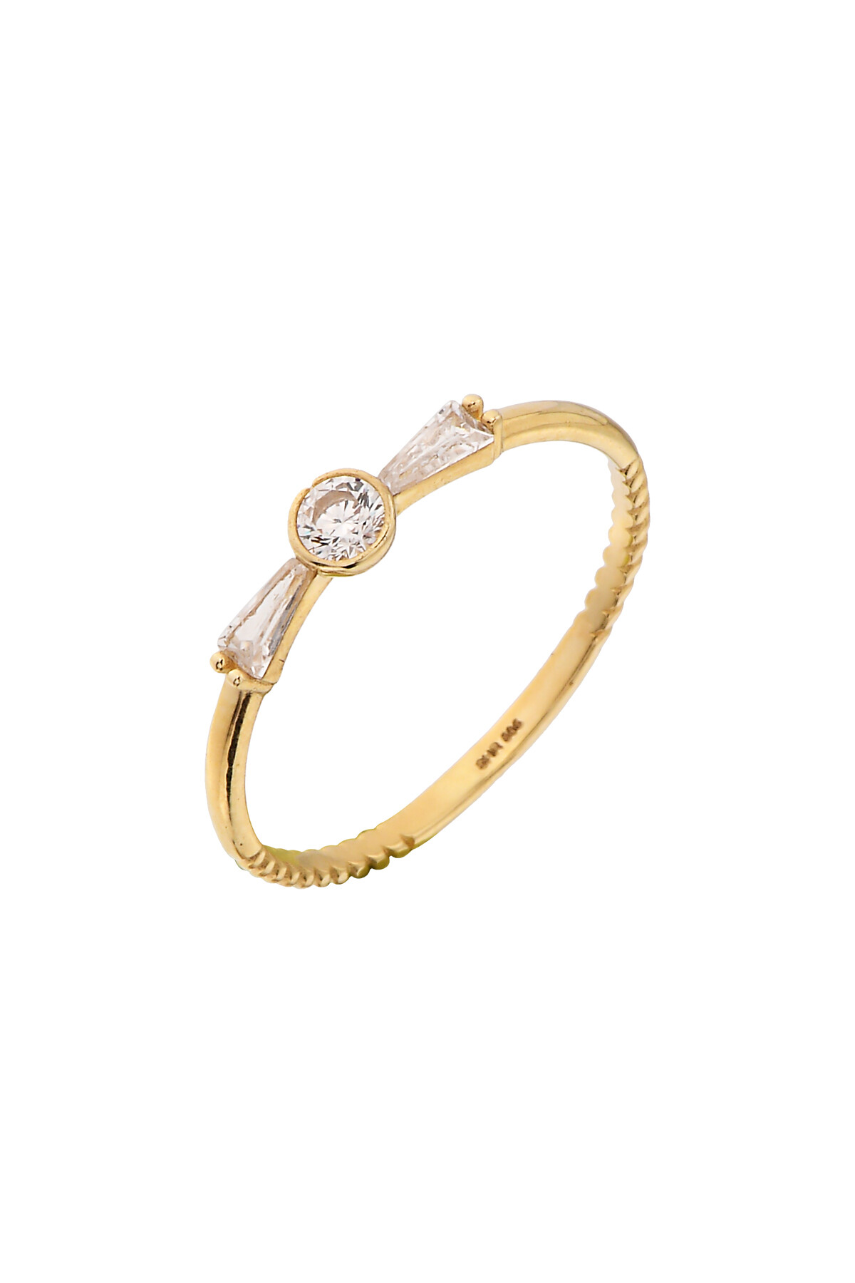 14 Ayar Altın Baget Taşlı Yüzük