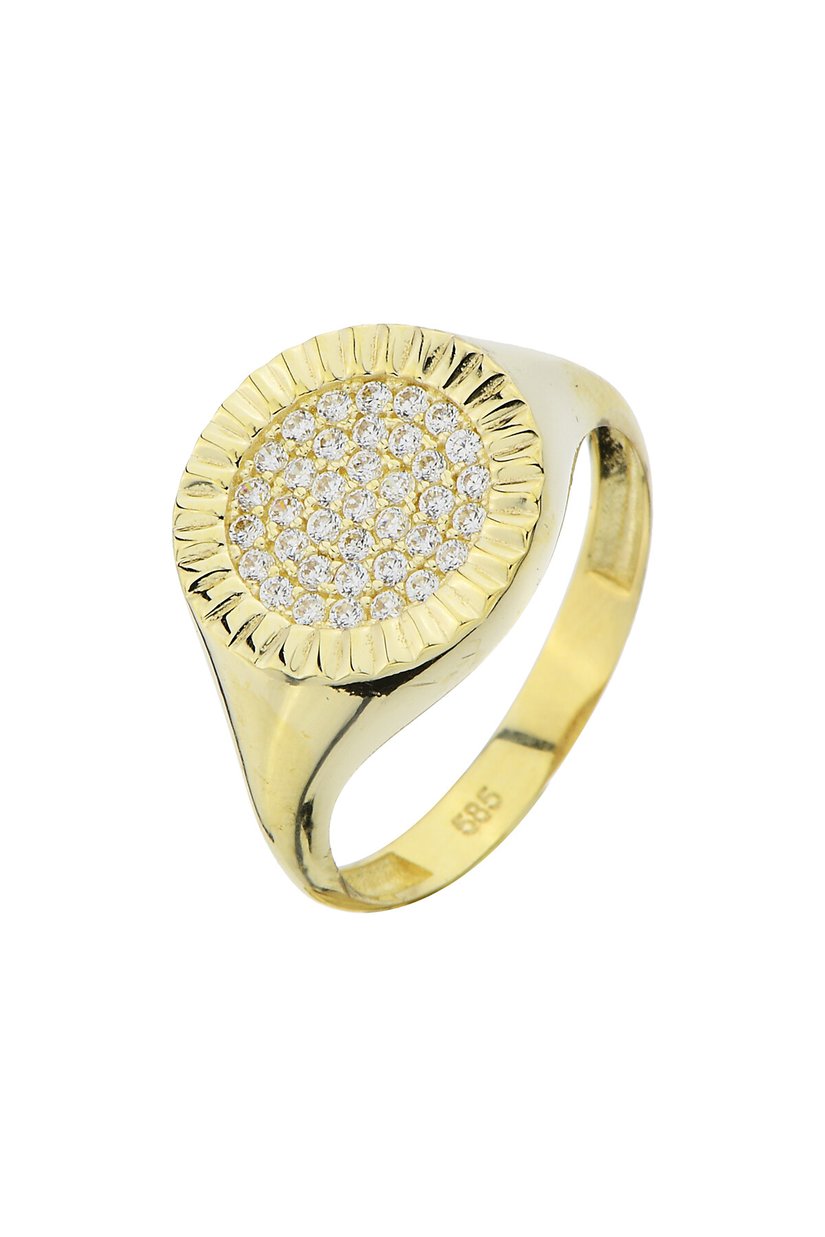 14 Ayar Altın Taşlı Yuvarlak Yüzük