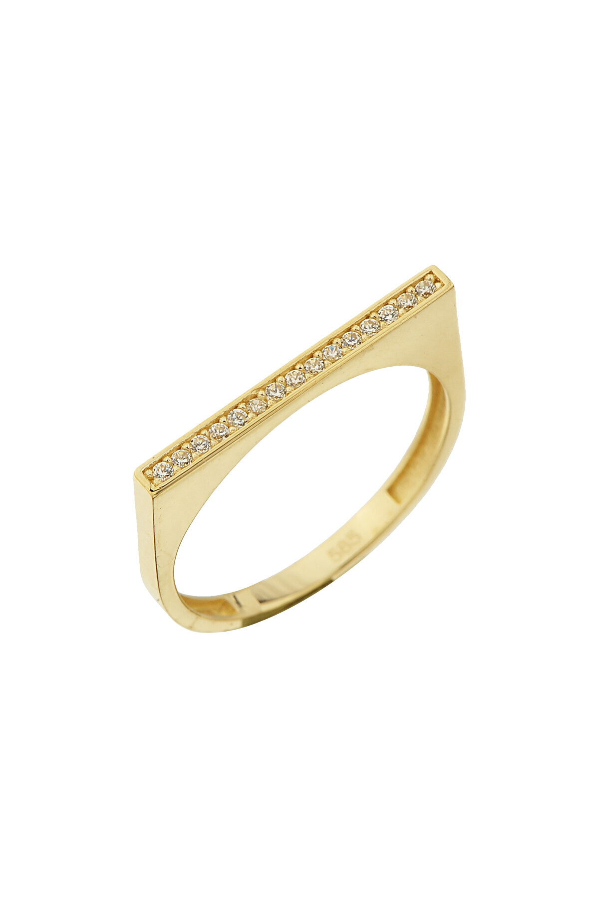 14 Ayar Altın Taşlı Çizgi Yüzük