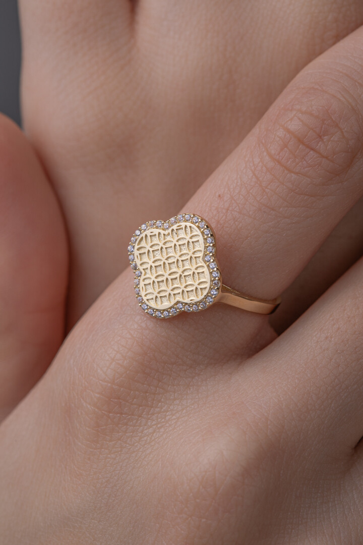 14 Ayar Altın Yonca Yüzük