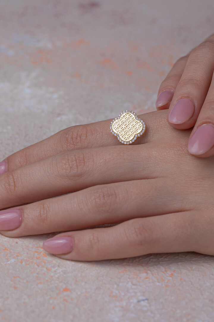 14 Ayar Altın Yonca Yüzük