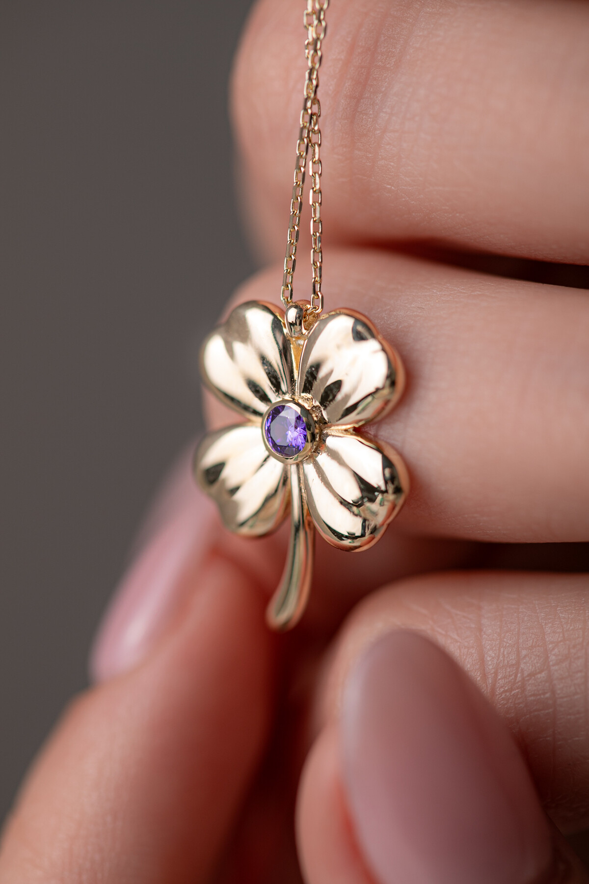 14 Ayar Altın Yonca Kolye