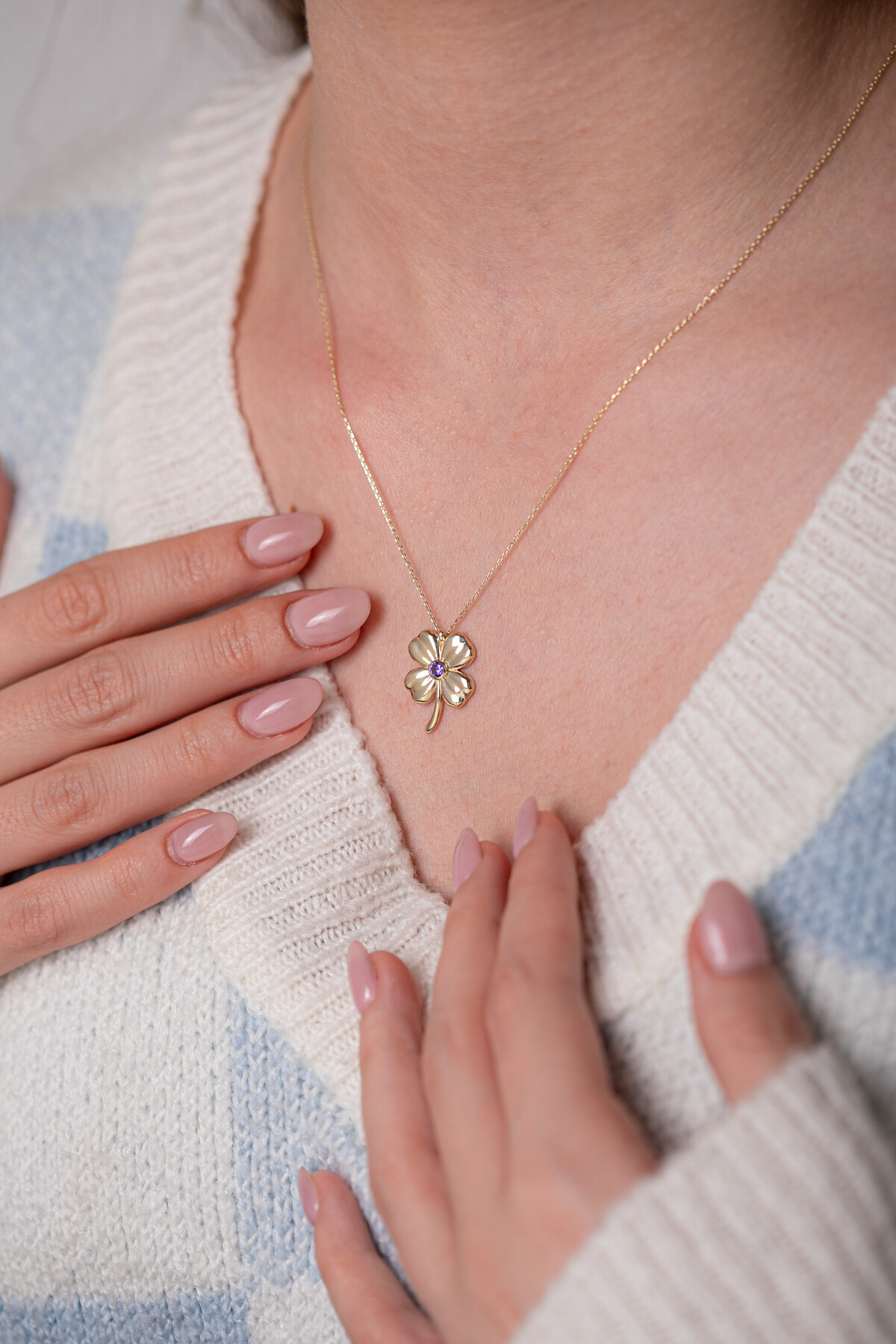 14 Ayar Altın Yonca Kolye