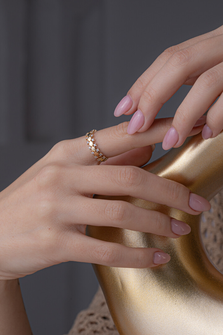 14 Ayar Altın Karo Yüzük