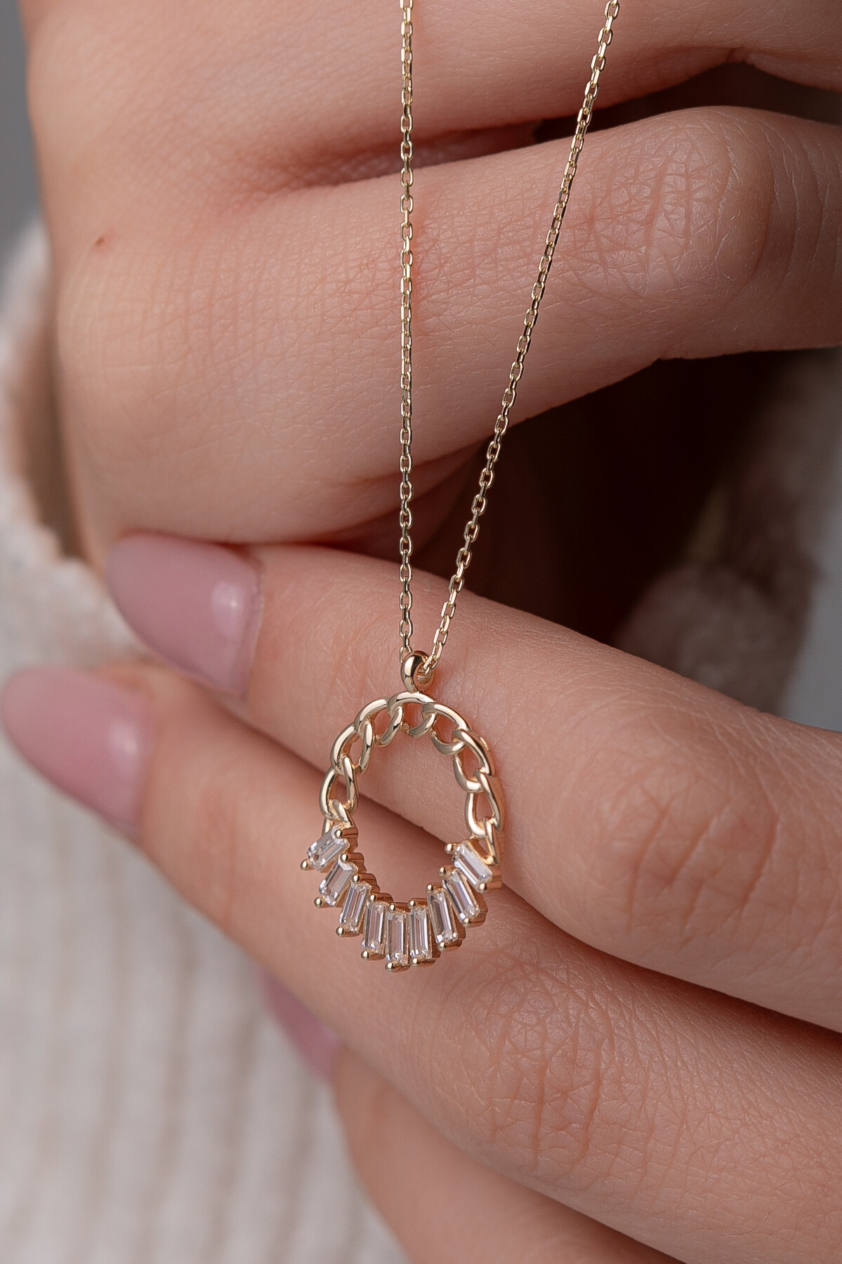 14 Ayar Altın Zincirli Baget Kolye