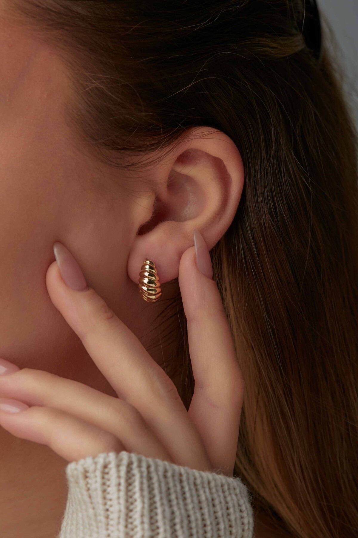 14 Ayar Altın Burgu Halka Küpe