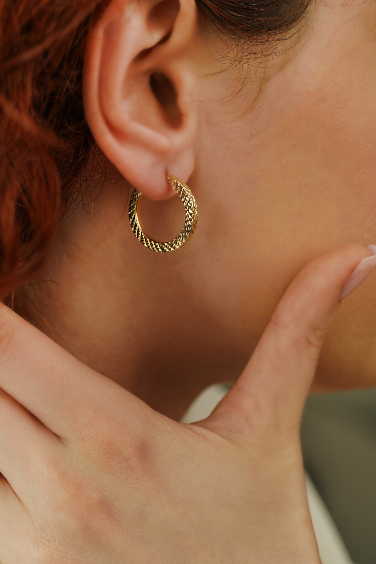 14 Ayar Altın Halka Küpe