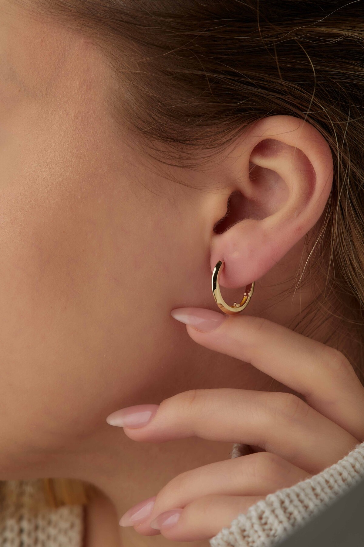 14 Ayar Altın Halka Küpe