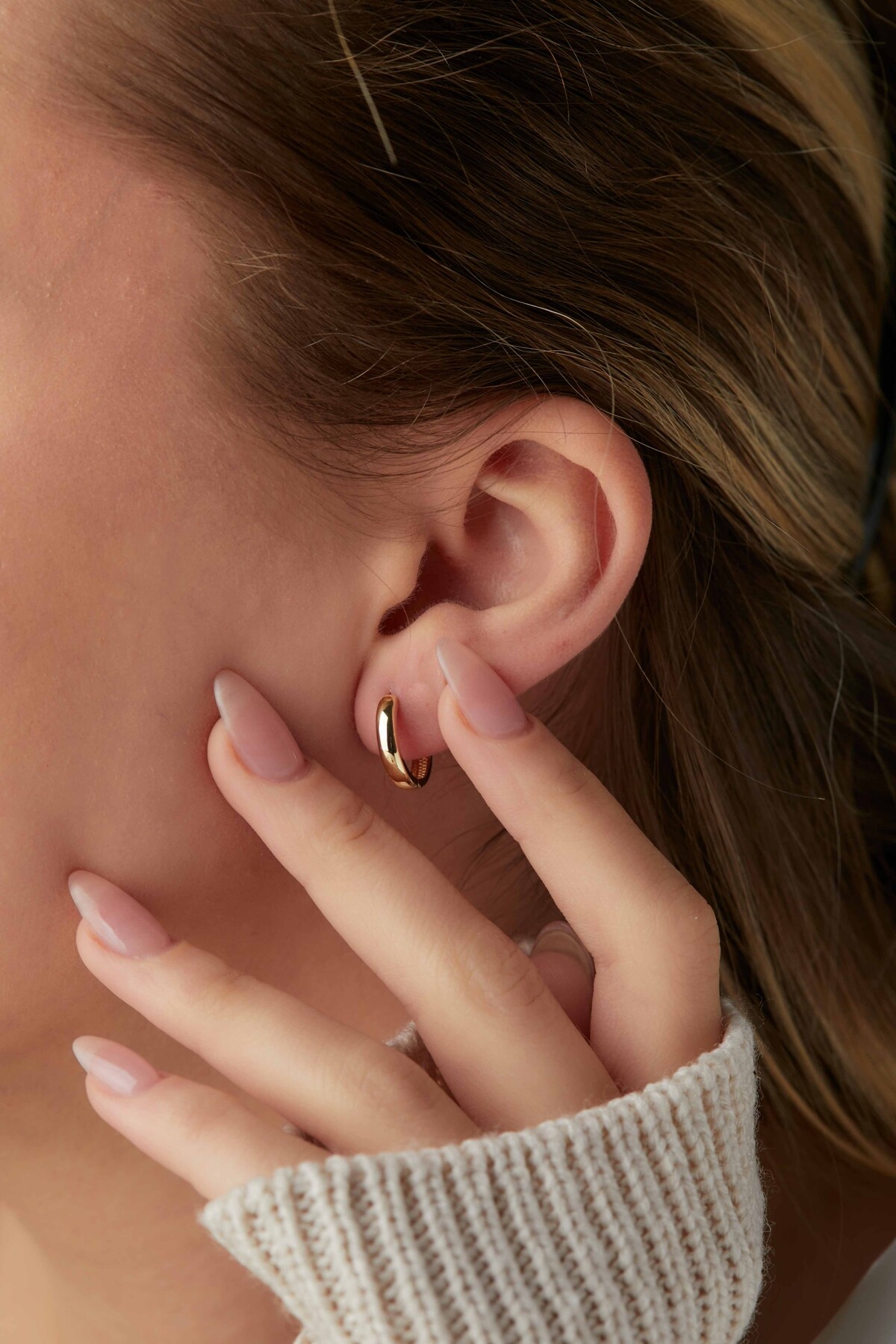 14 Ayar Altın Halka Küpe