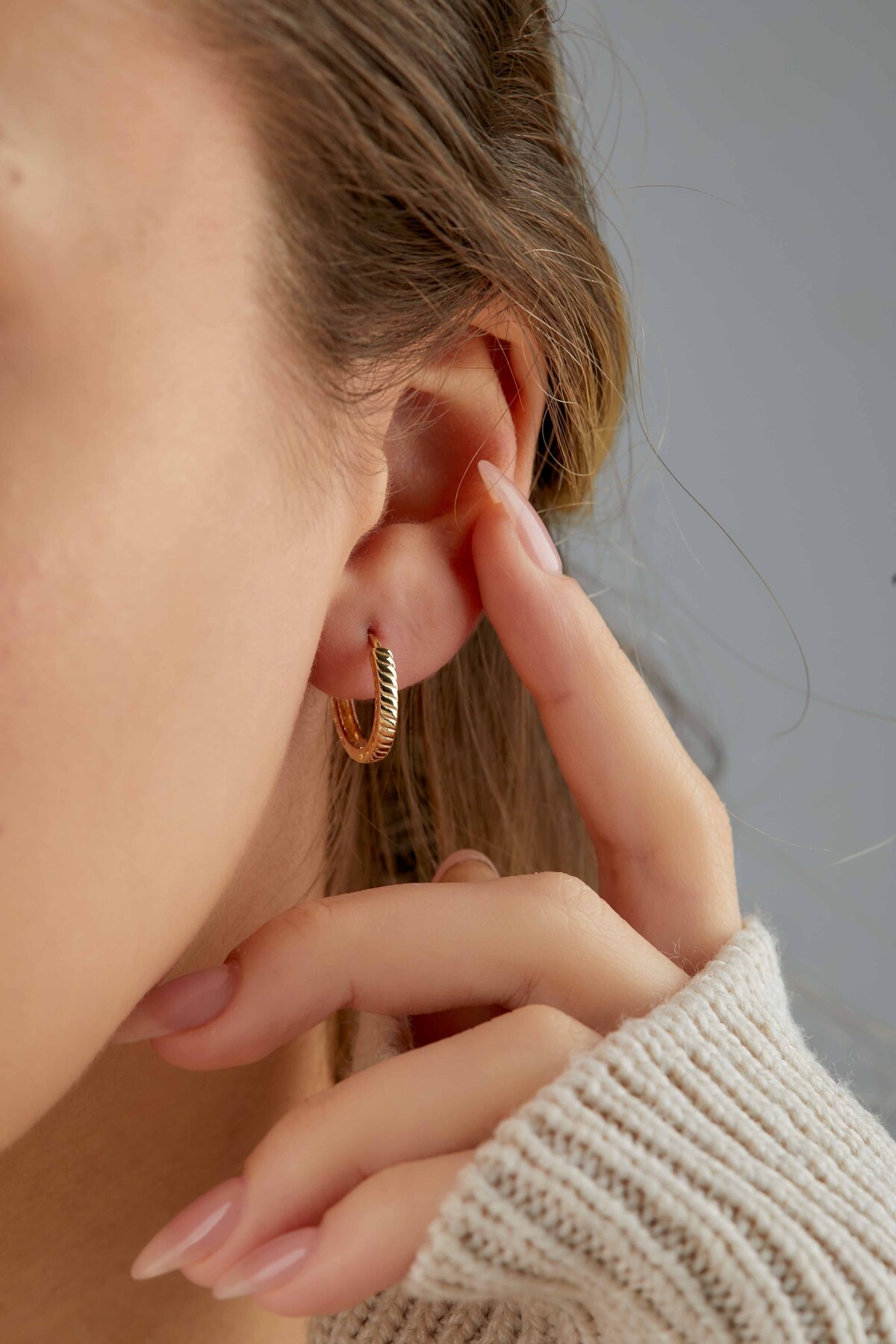 14 Ayar Altın Halka Küpe