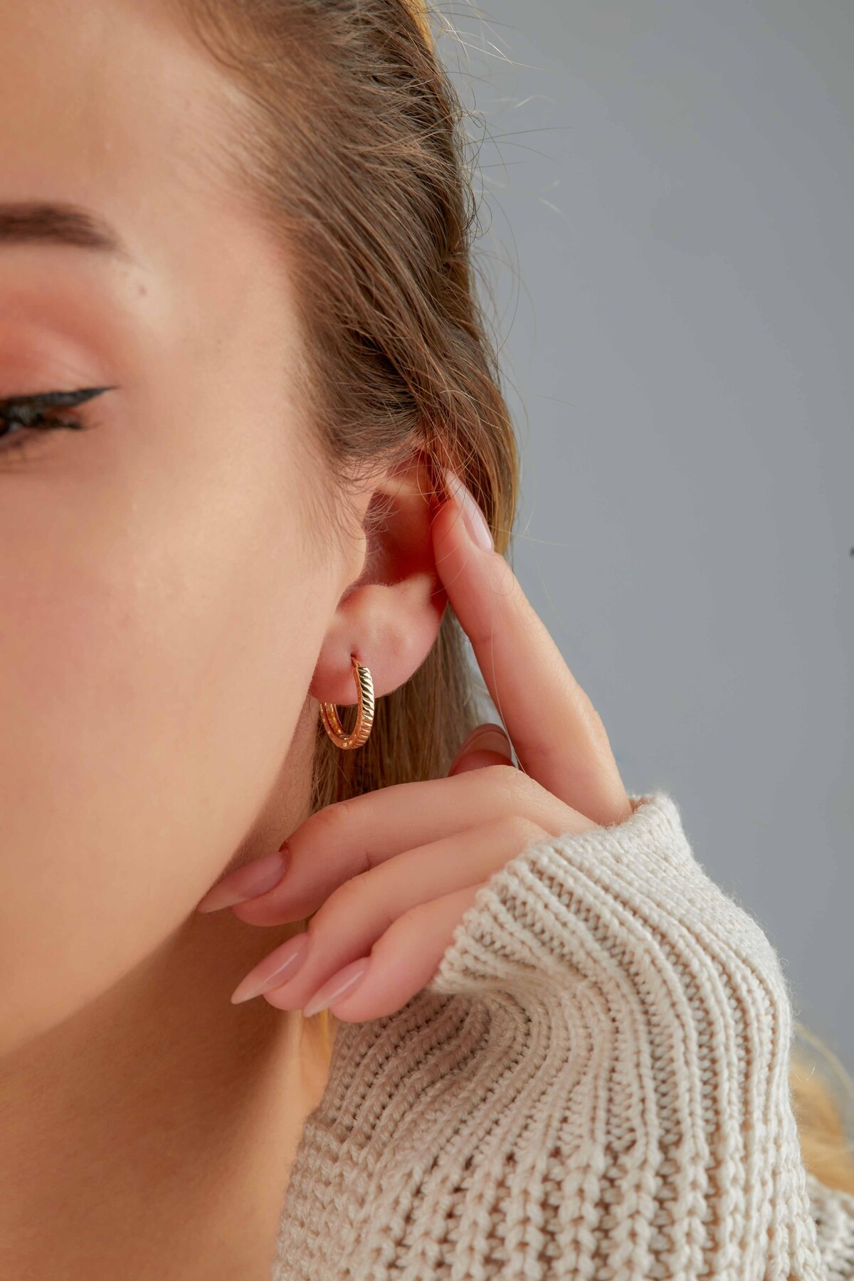 14 Ayar Altın Halka Küpe