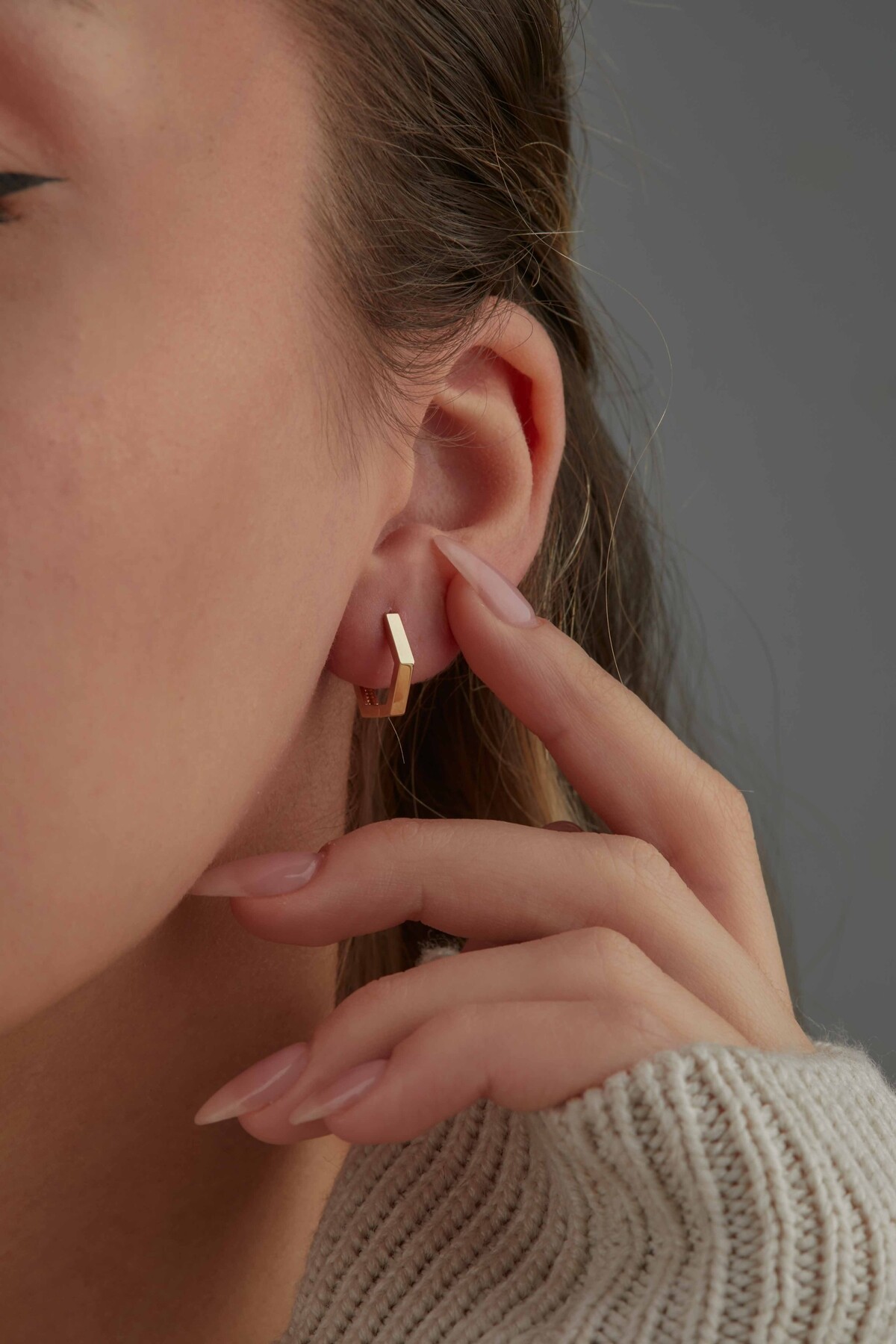 14 Ayar Altın Halka Küpe