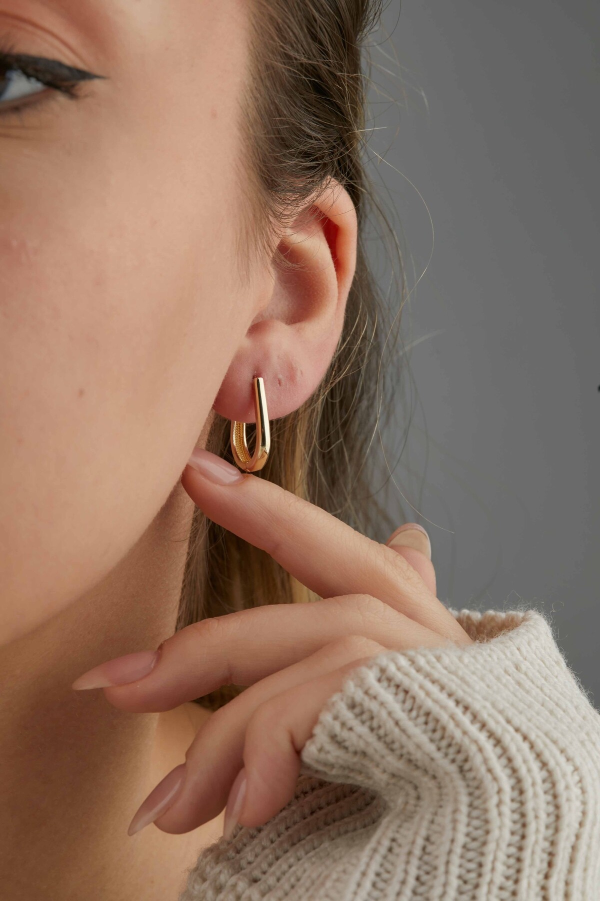 14 Ayar Altın Halka Küpe