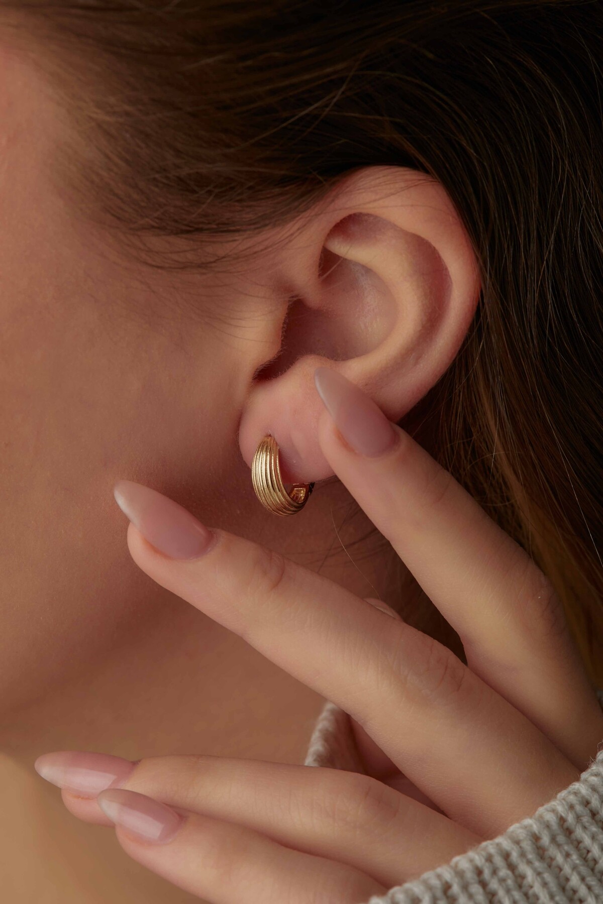 14 Ayar Altın Halka Küpe