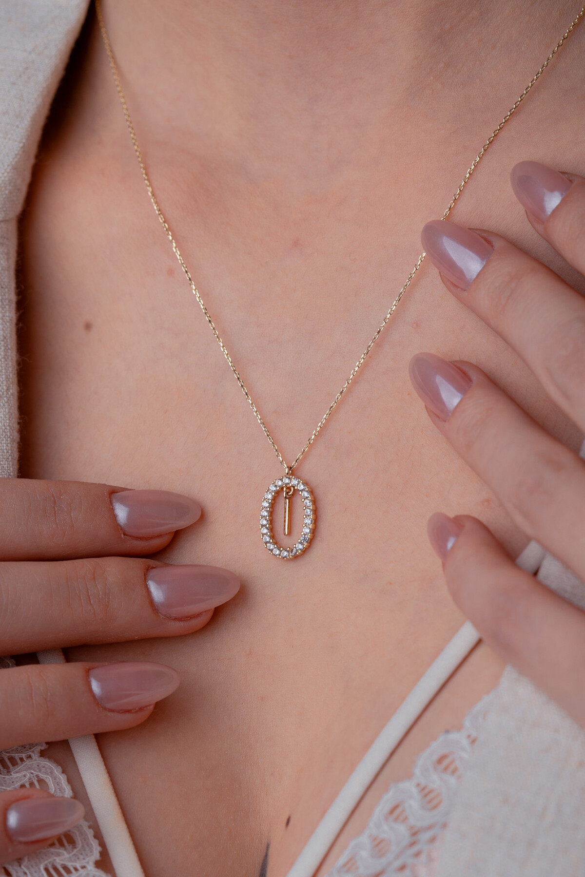 14 Ayar Altın I Harfi Kolye