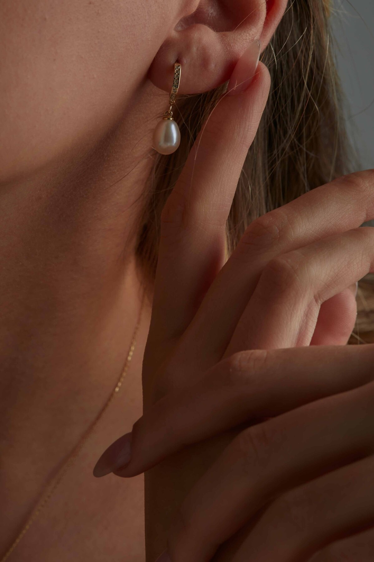 14 Ayar Altın İnci Küpe