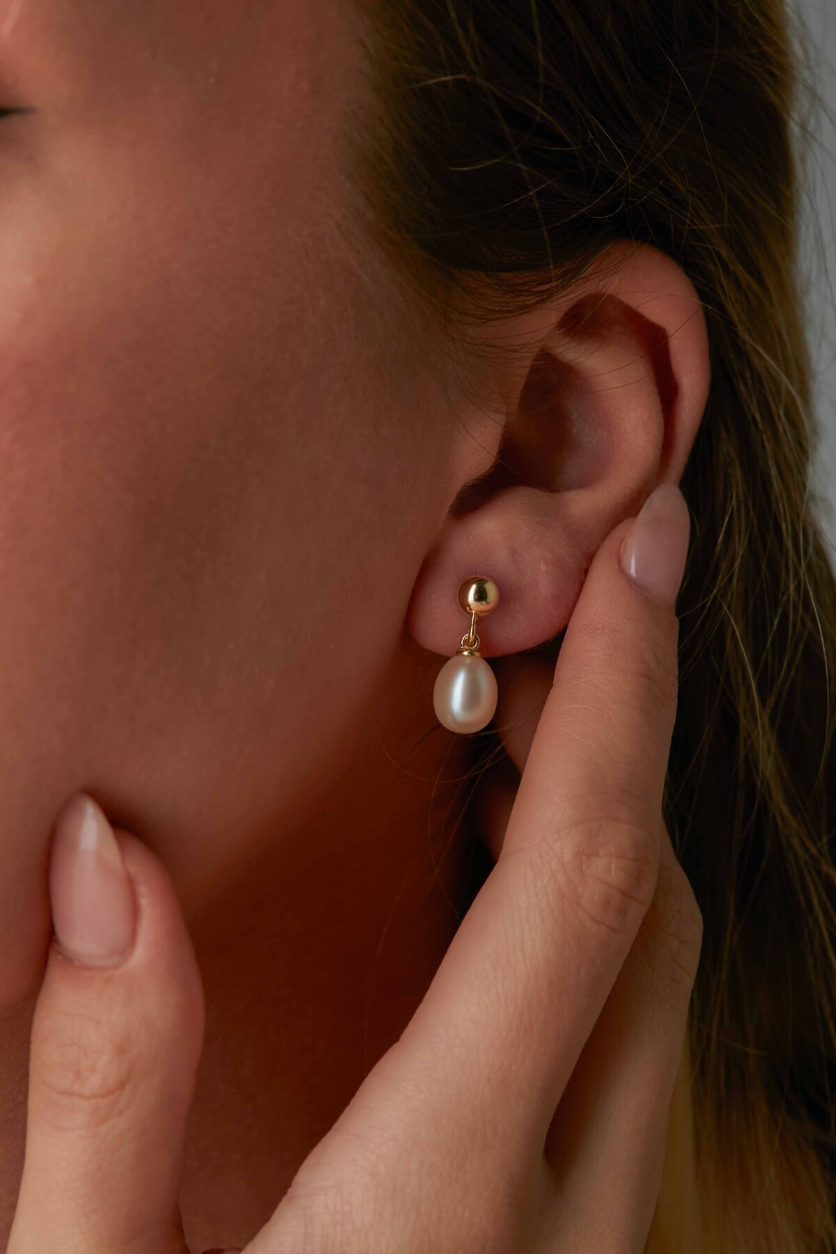 14 Ayar Altın İnci Küpe