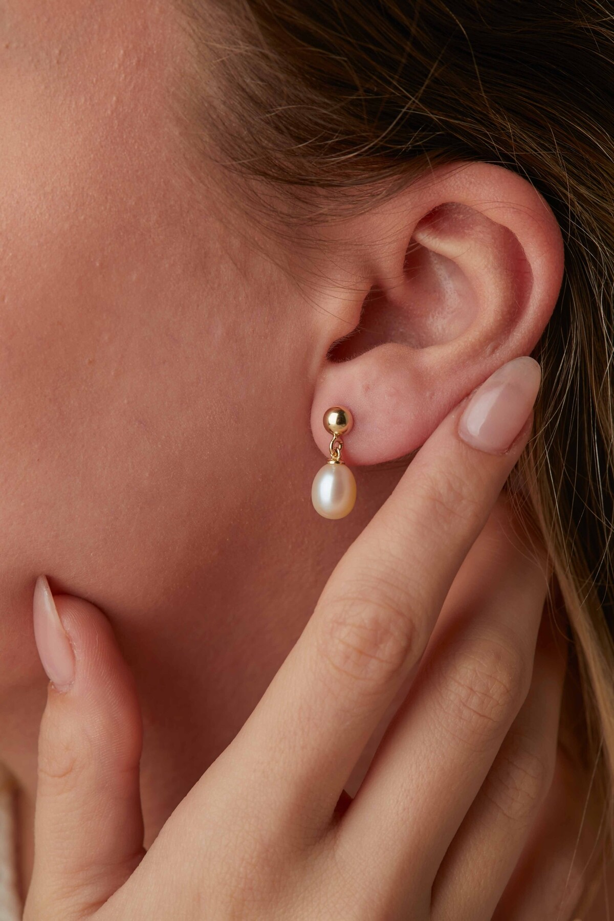 14 Ayar Altın İnci Küpe