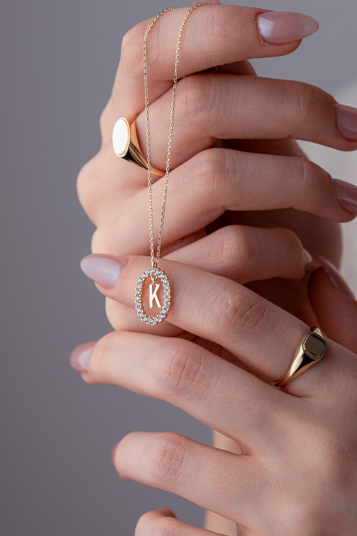 14 Ayar Altın K Harf Kolye