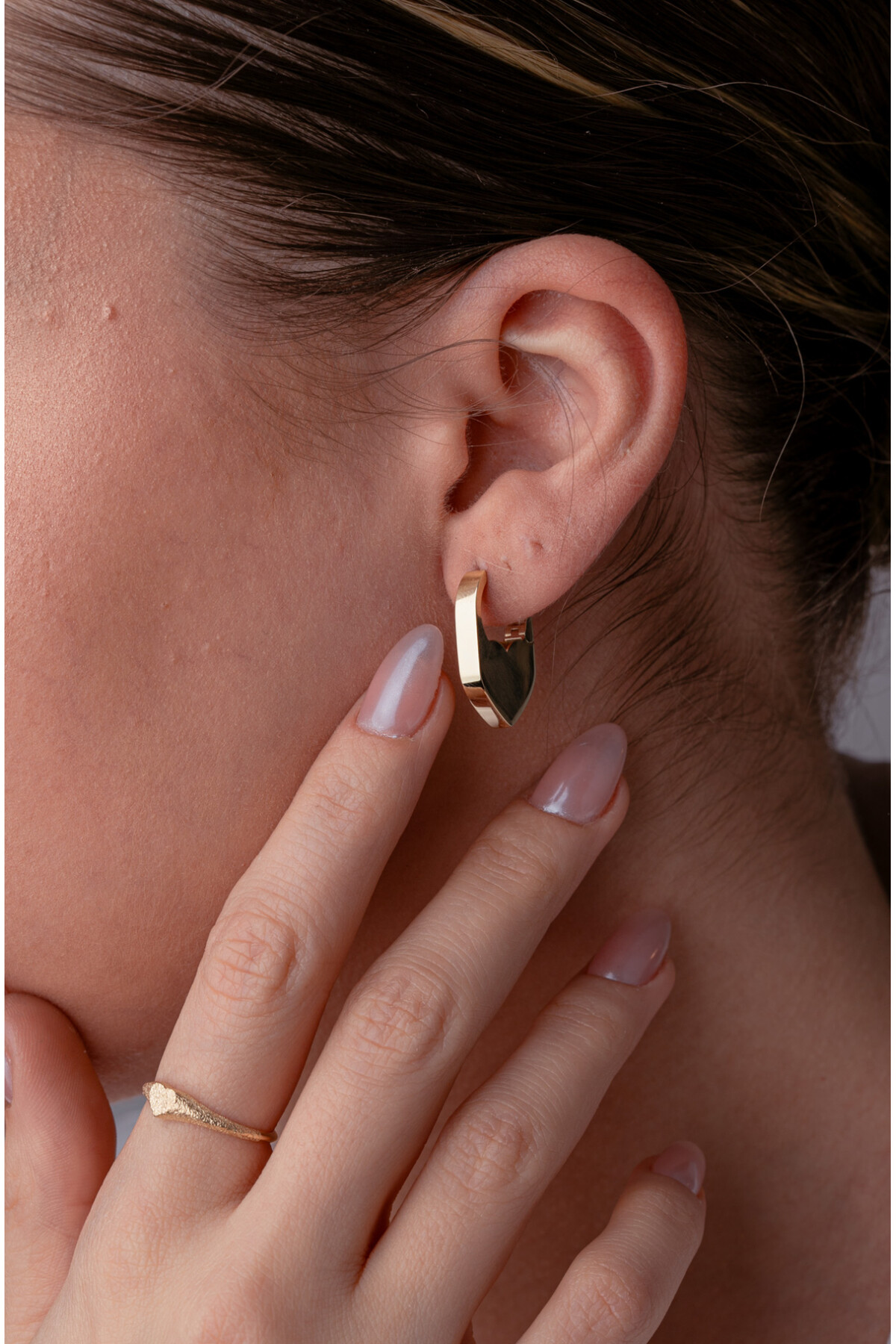 14 Ayar Altın Kalp Küpe