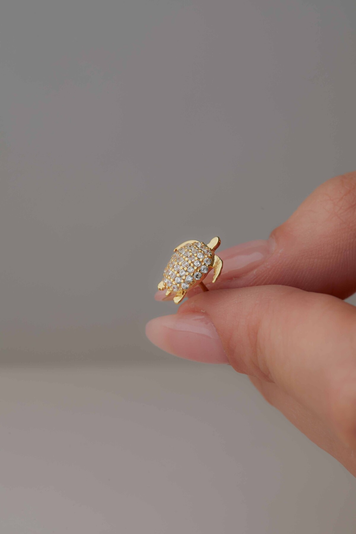 14 Ayar Altın Kaplumbağ Küpe