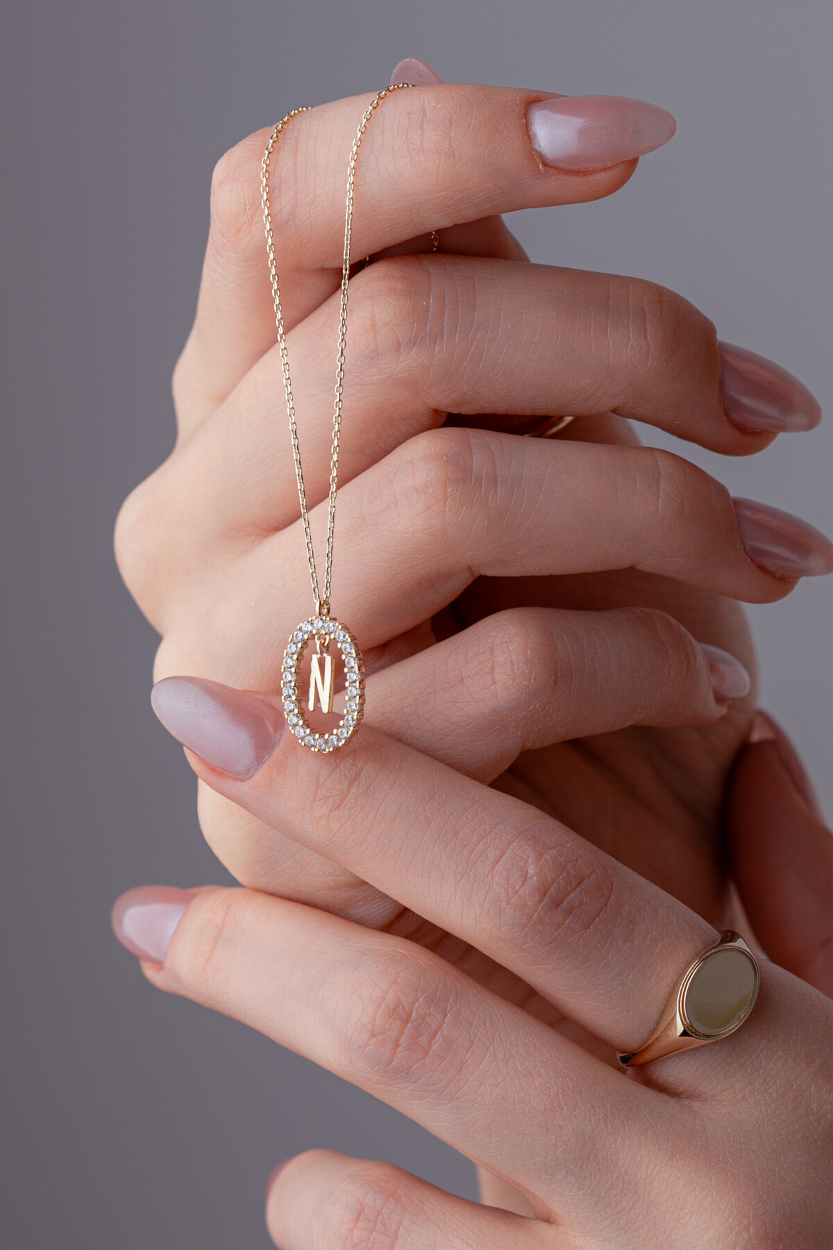 14 Ayar Altın N Harfi Kolye