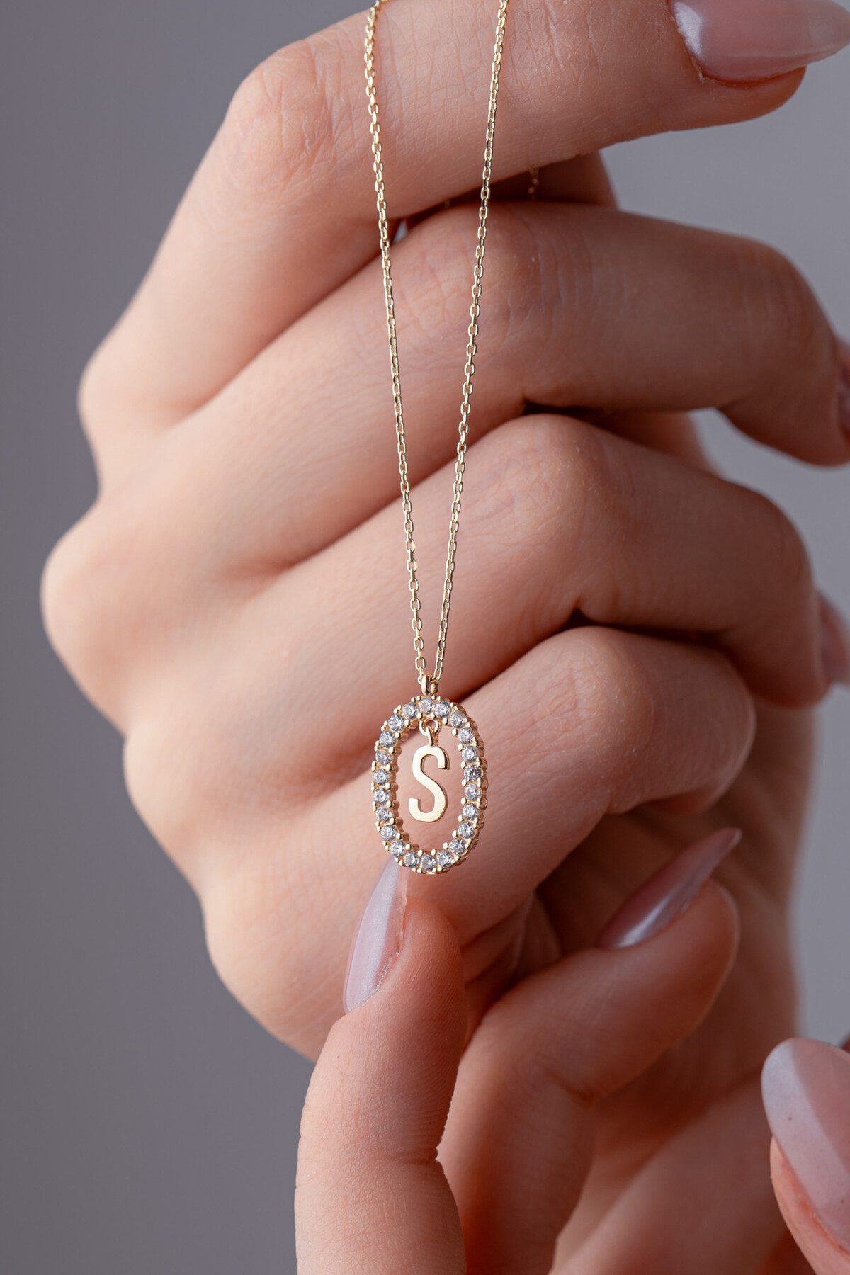 14 Ayar Altın S Harf Kolye