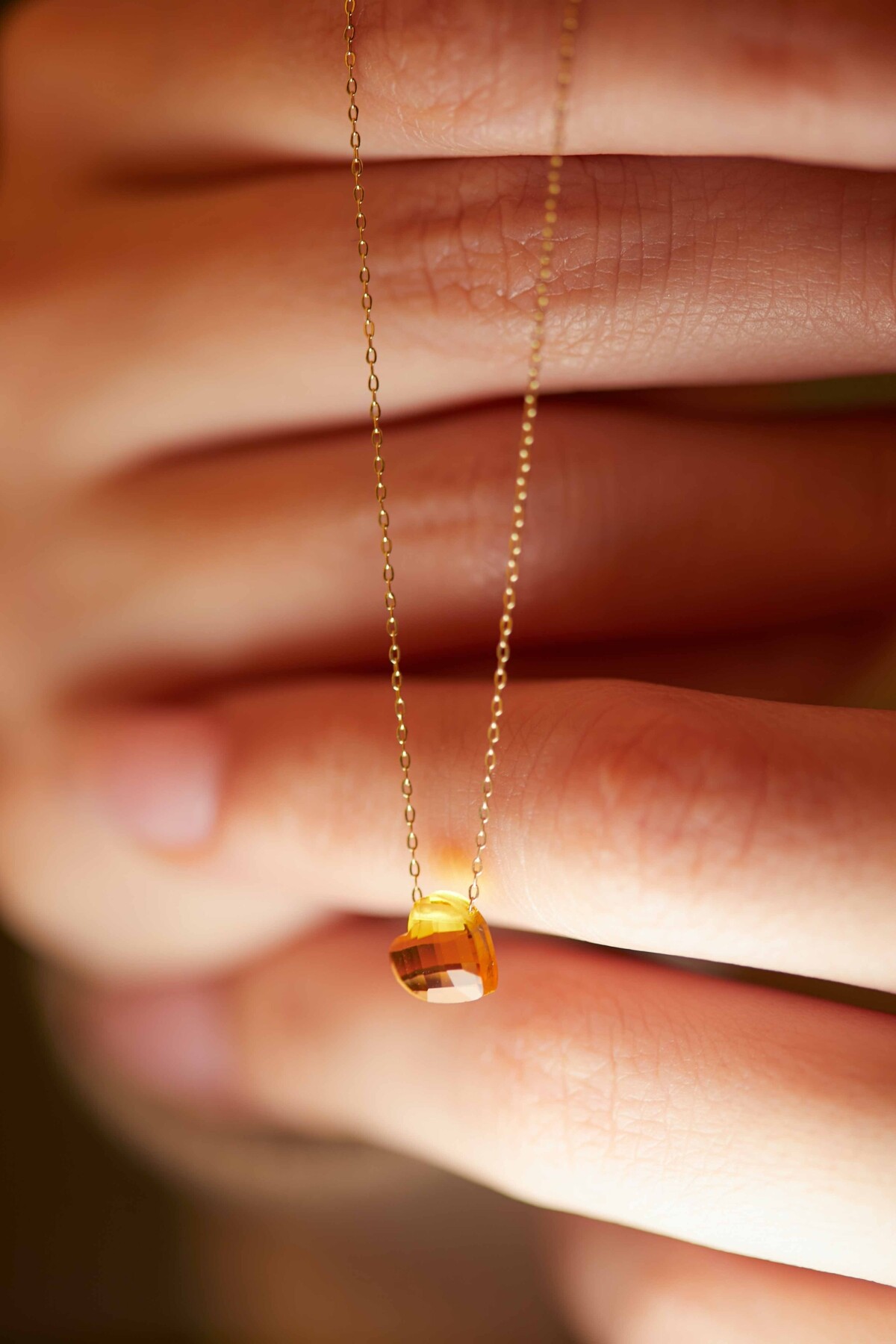 14 Ayar Altın Sarı Kalp Kolye