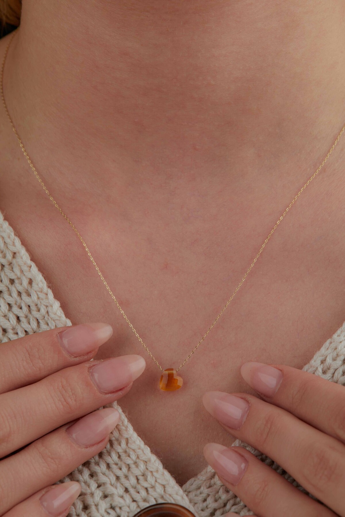 14 Ayar Altın Sarı Kalp Kolye